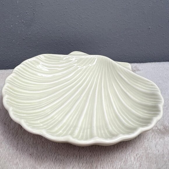 Vintage Seashell Trinket Tray Soap Dish Japan Cream Beige - Picture 3 of 5